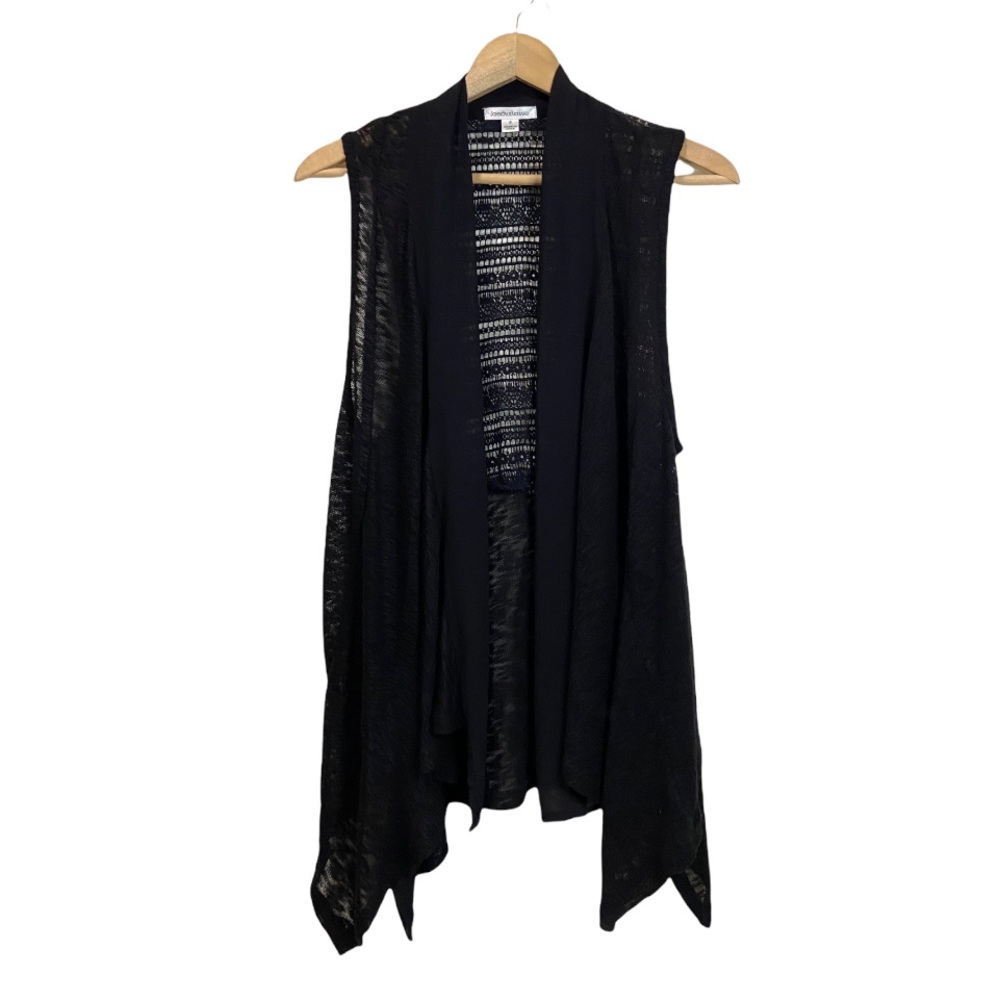 John Paul Richard Women’s Size Small Black Knit Tunic Cardigan Top Sleeveless